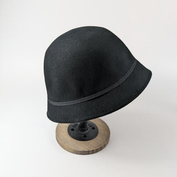 Womens Wool Hat Clodagh Cap Black Church British Fashion Bucket Classic Cloche - Picture 3 of 7
